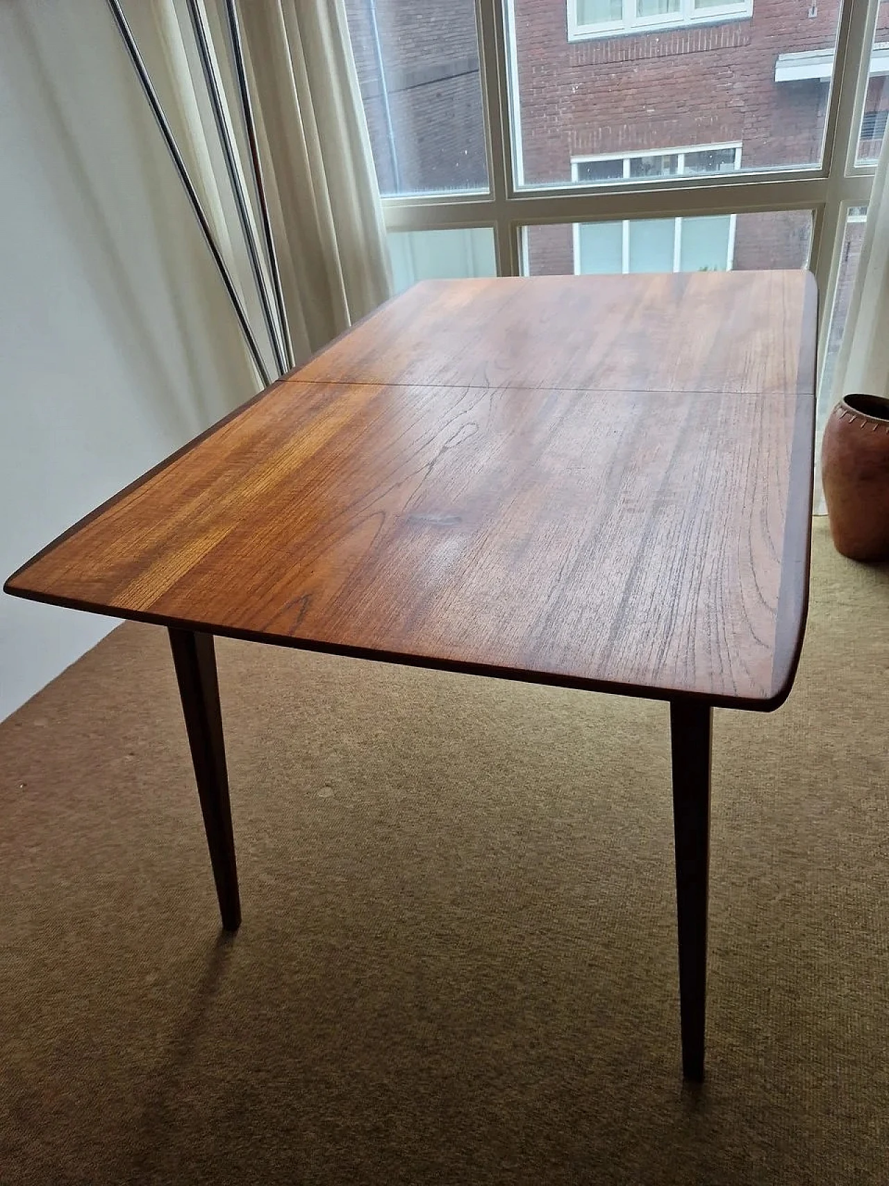 Extendable teak table by Louis van Teeffelen for WK Möbel, 1960s 2