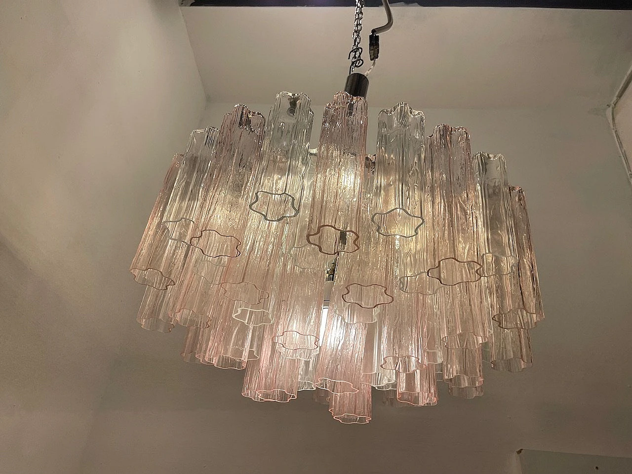 Tronchi Murano glass chandelier by Paolo Venini, 1970s 4