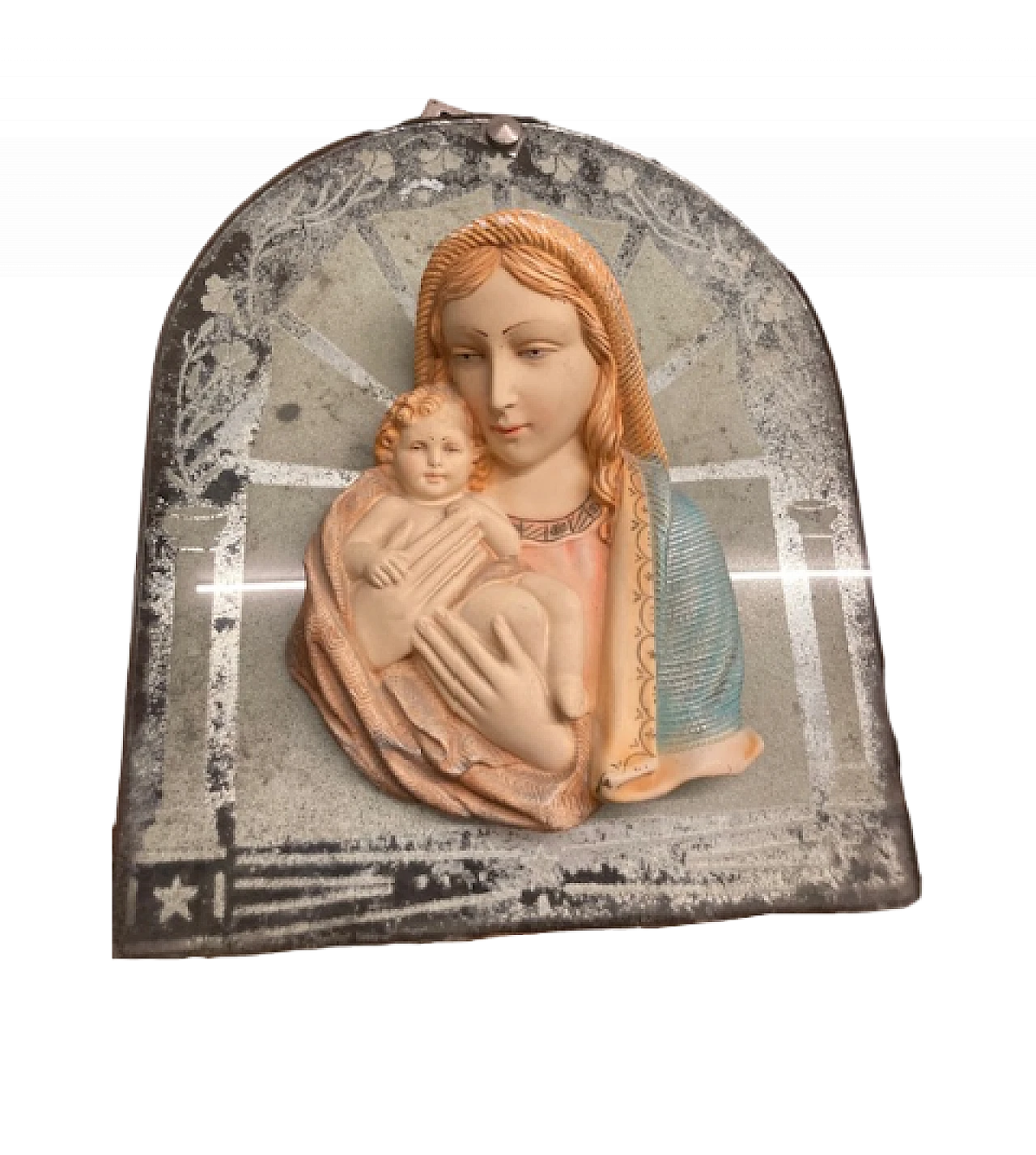 Ceramic Madonna and Child on glass base, 1940s 9