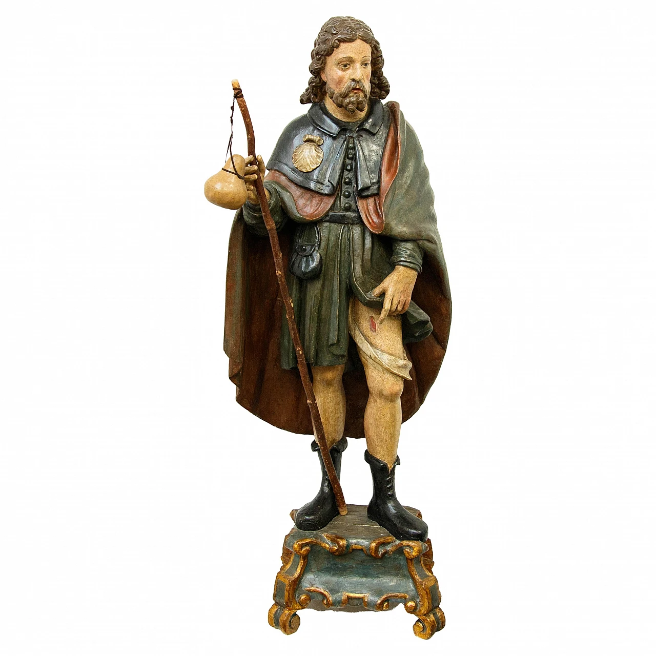 Polychrome wood sculpture of St. Roch, 17th century 1