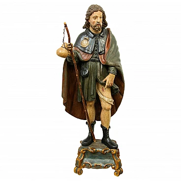 Polychrome wood sculpture of St. Roch, 17th century