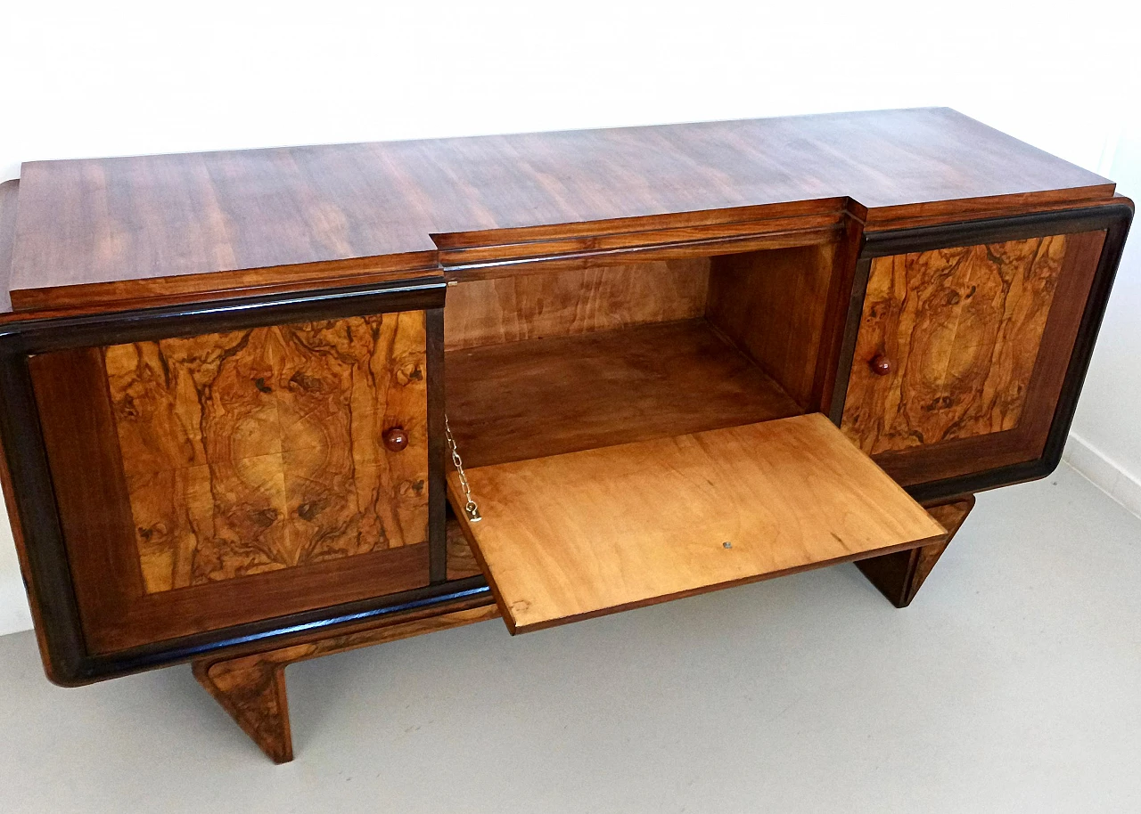 Credenza Art Déco in noce, radica e faggio ebanizzato, anni '40 7