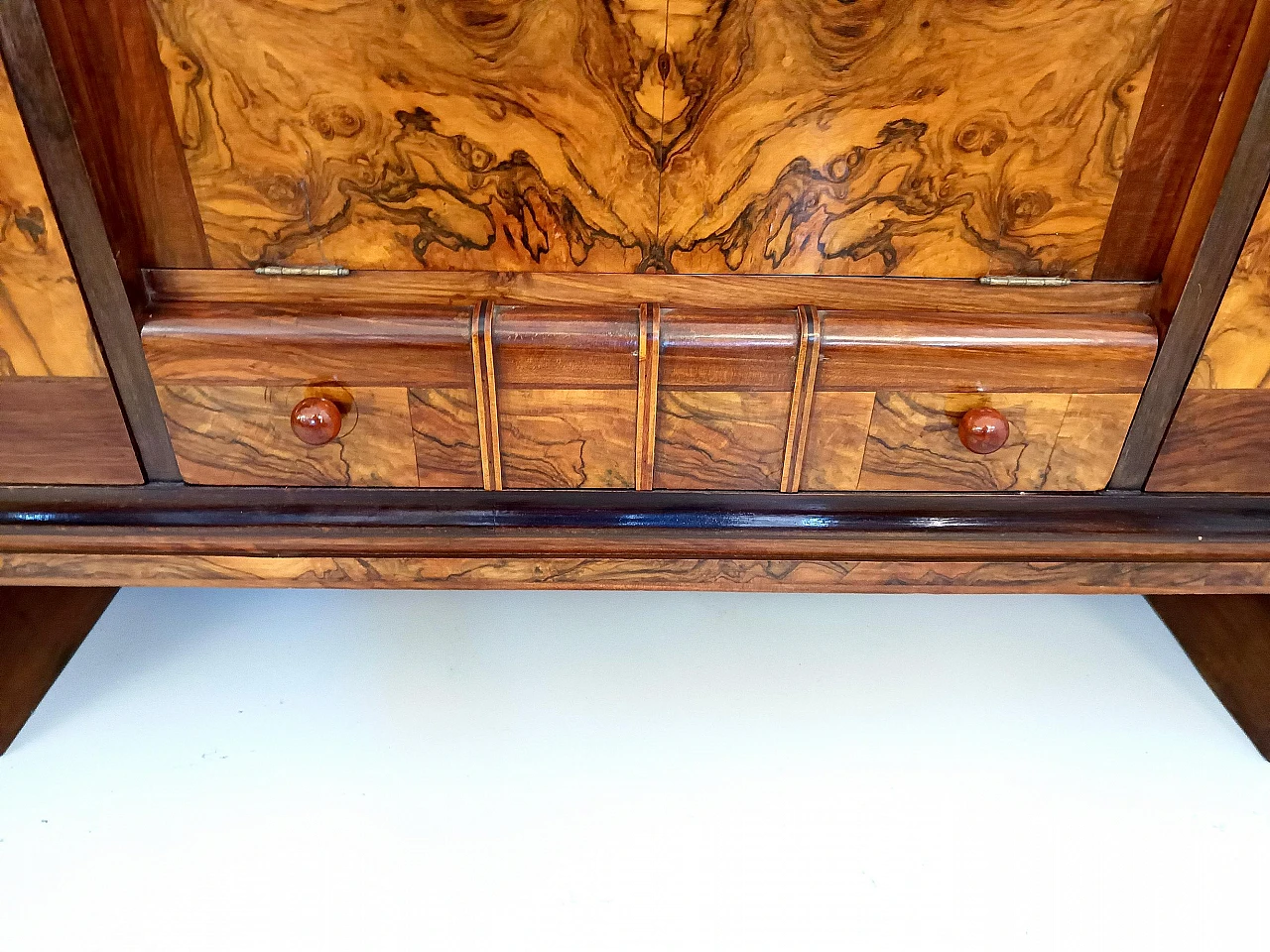 Credenza Art Déco in noce, radica e faggio ebanizzato, anni '40 14