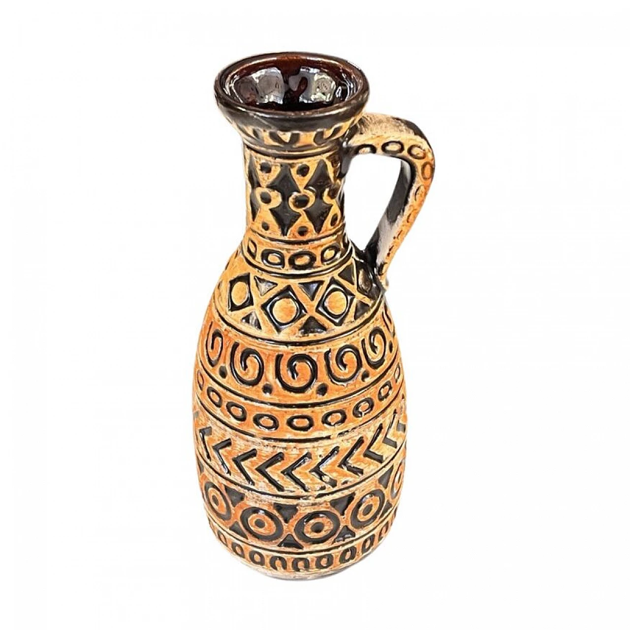 Black and brown ceramic vase by Bay Keramik, 1970s 1