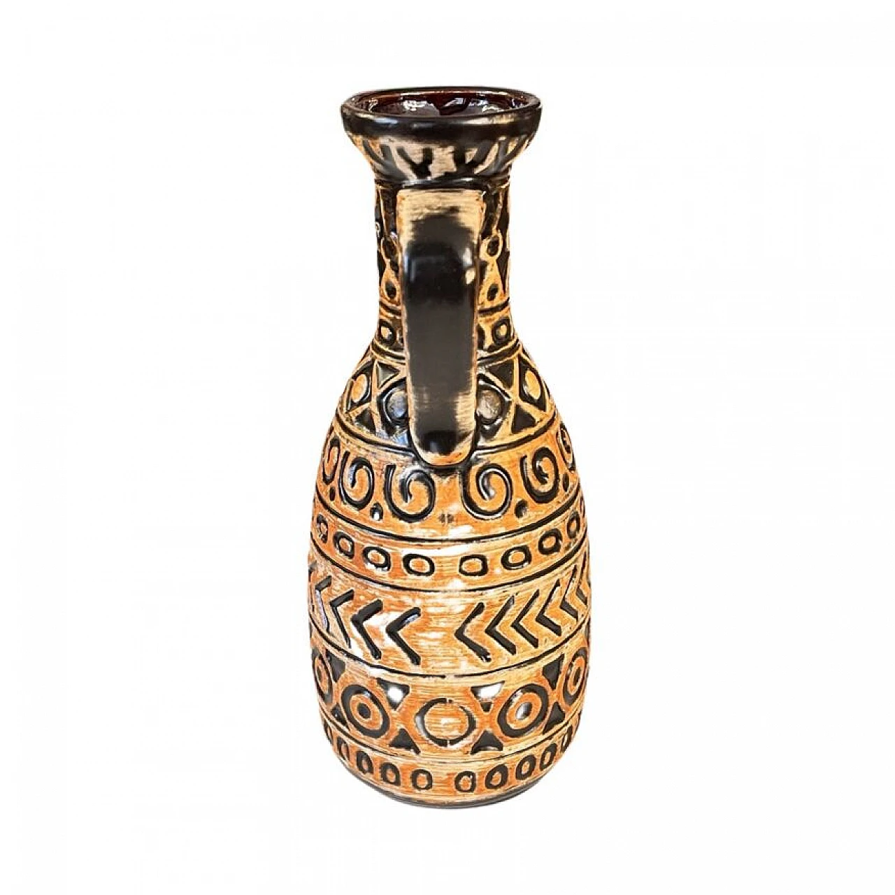 Black and brown ceramic vase by Bay Keramik, 1970s 3