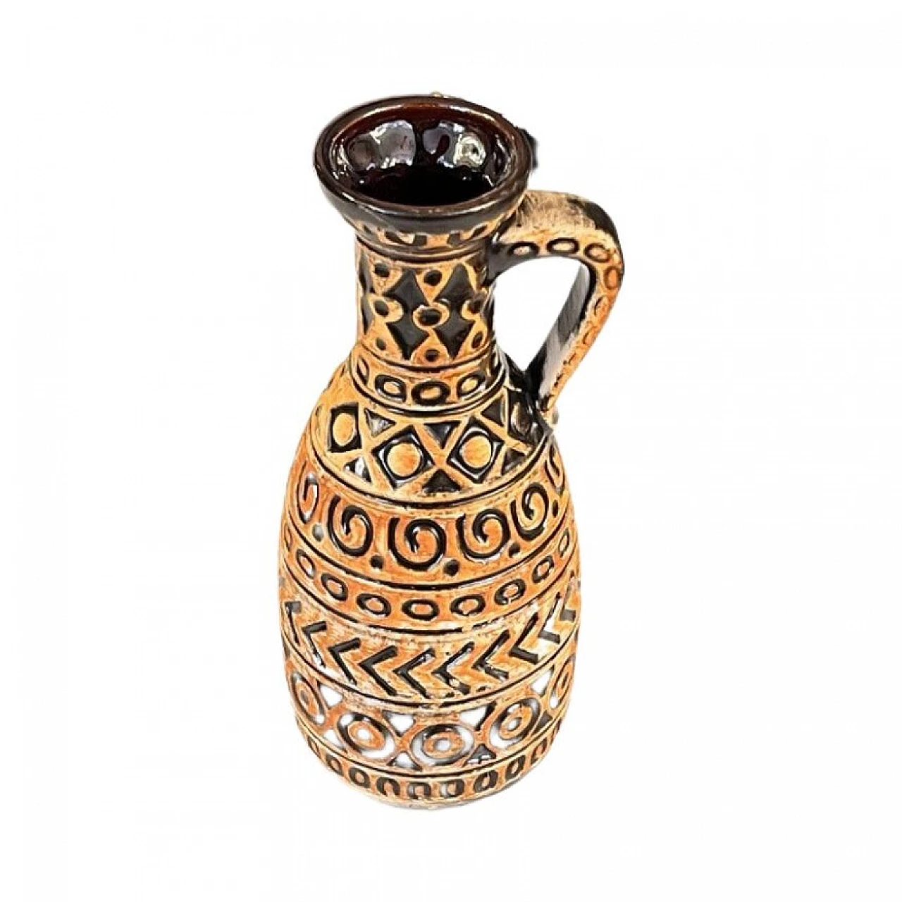 Black and brown ceramic vase by Bay Keramik, 1970s 6