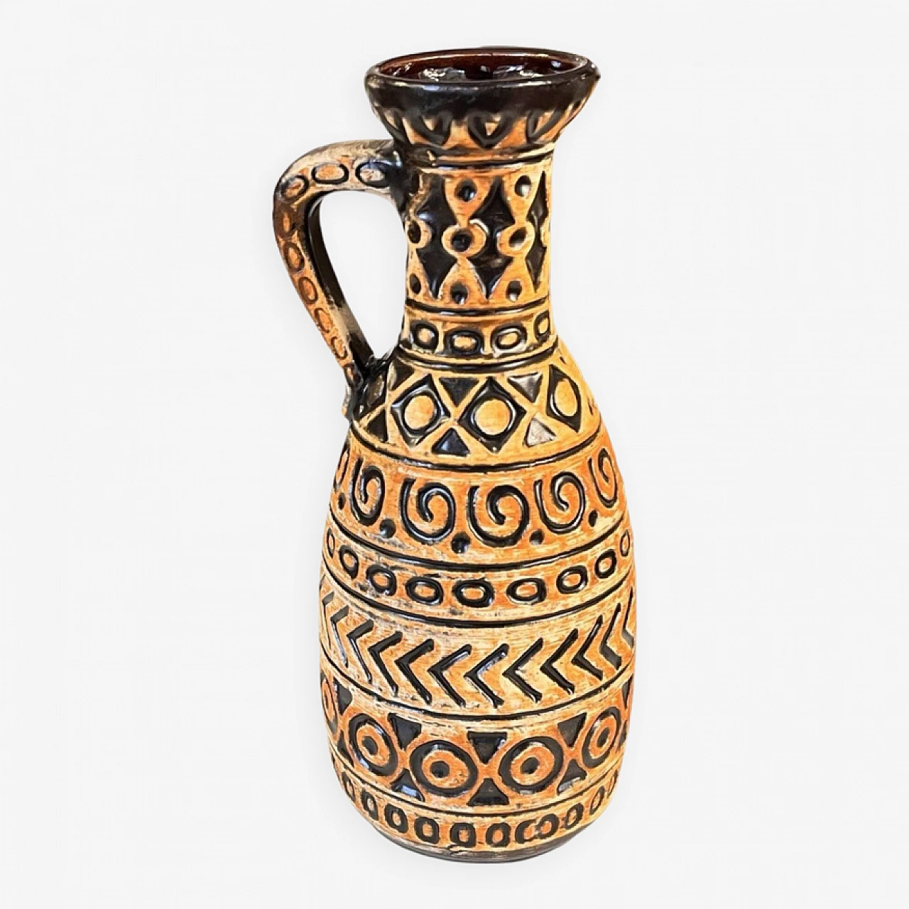 Black and brown ceramic vase by Bay Keramik, 1970s 7