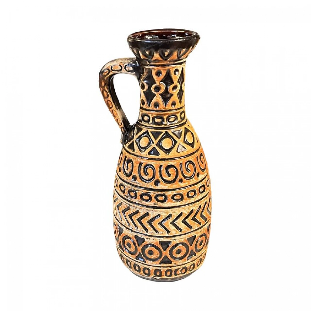 Black and brown ceramic vase by Bay Keramik, 1970s 9