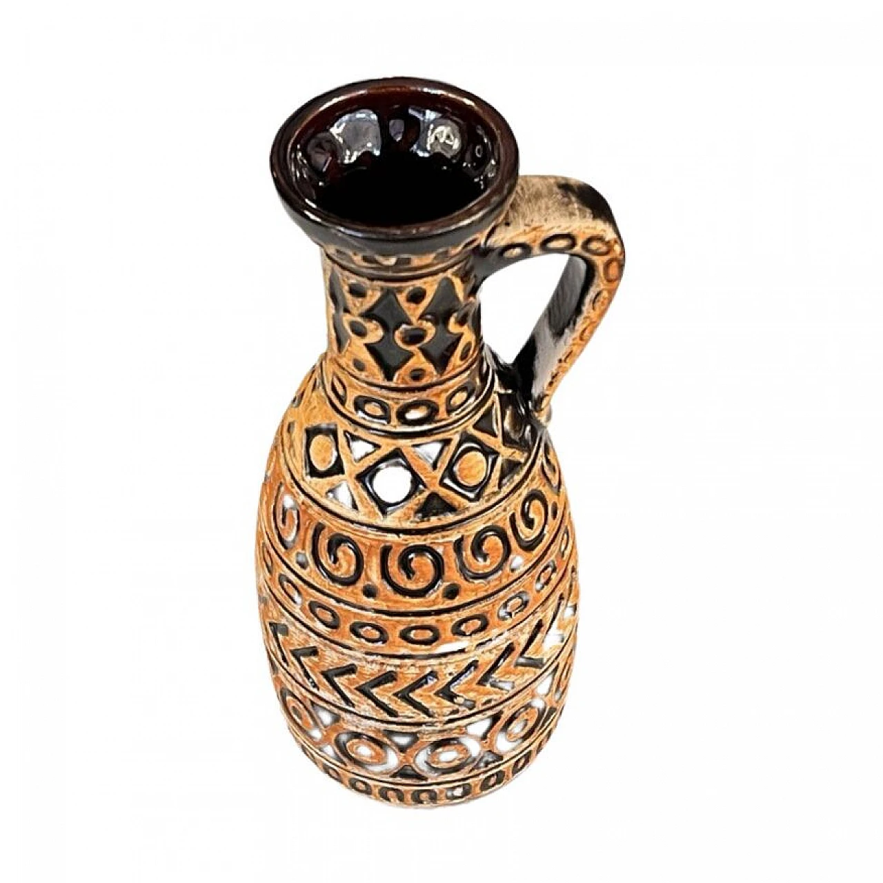 Black and brown ceramic vase by Bay Keramik, 1970s 10