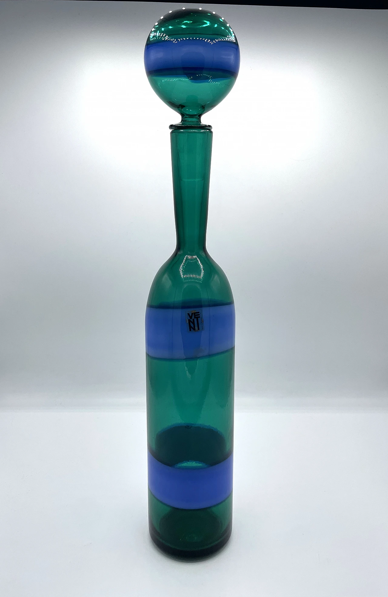 Banded Murano glass bottle by Fulvio Bianconi, 1970s 1