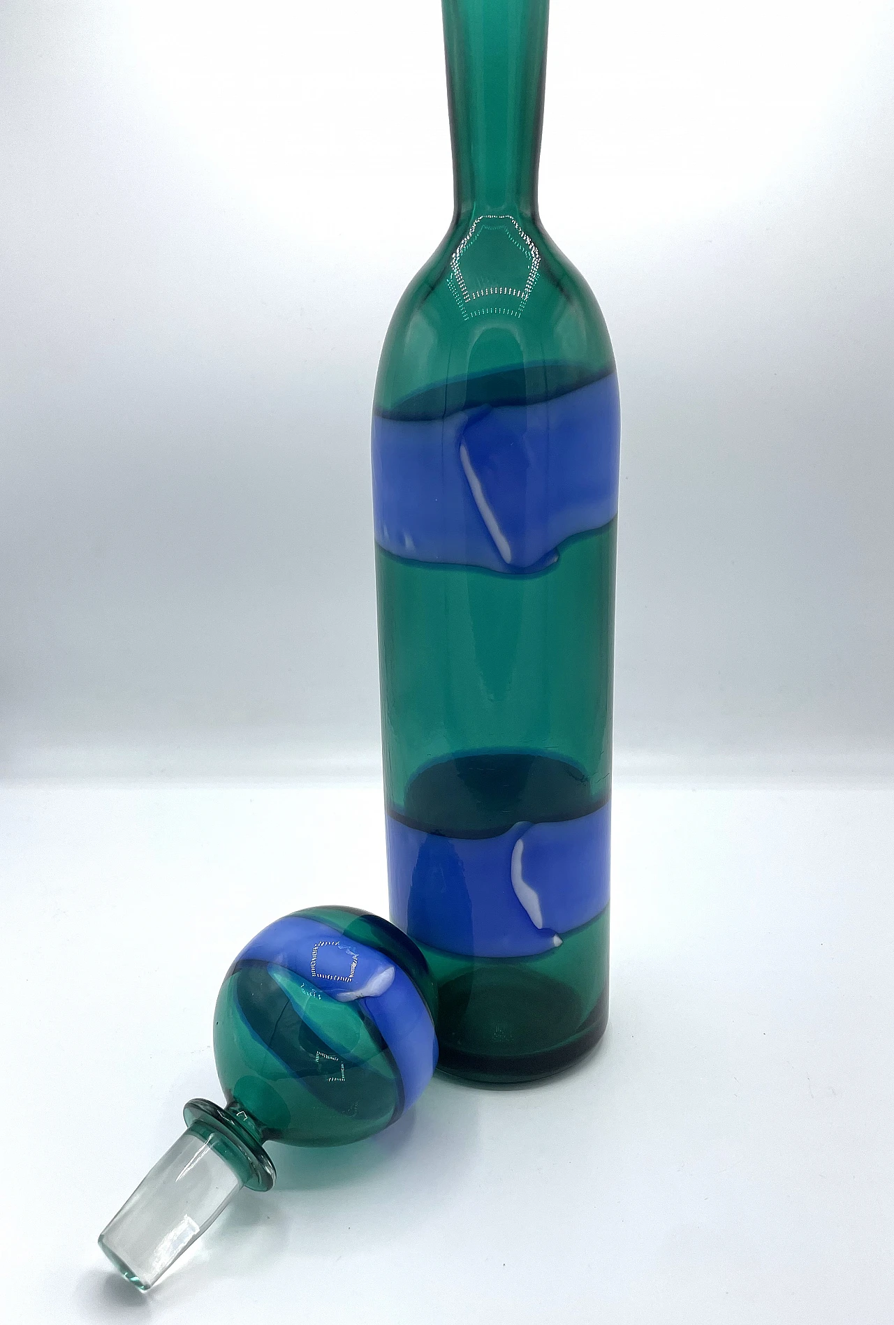 Banded Murano glass bottle by Fulvio Bianconi, 1970s 5