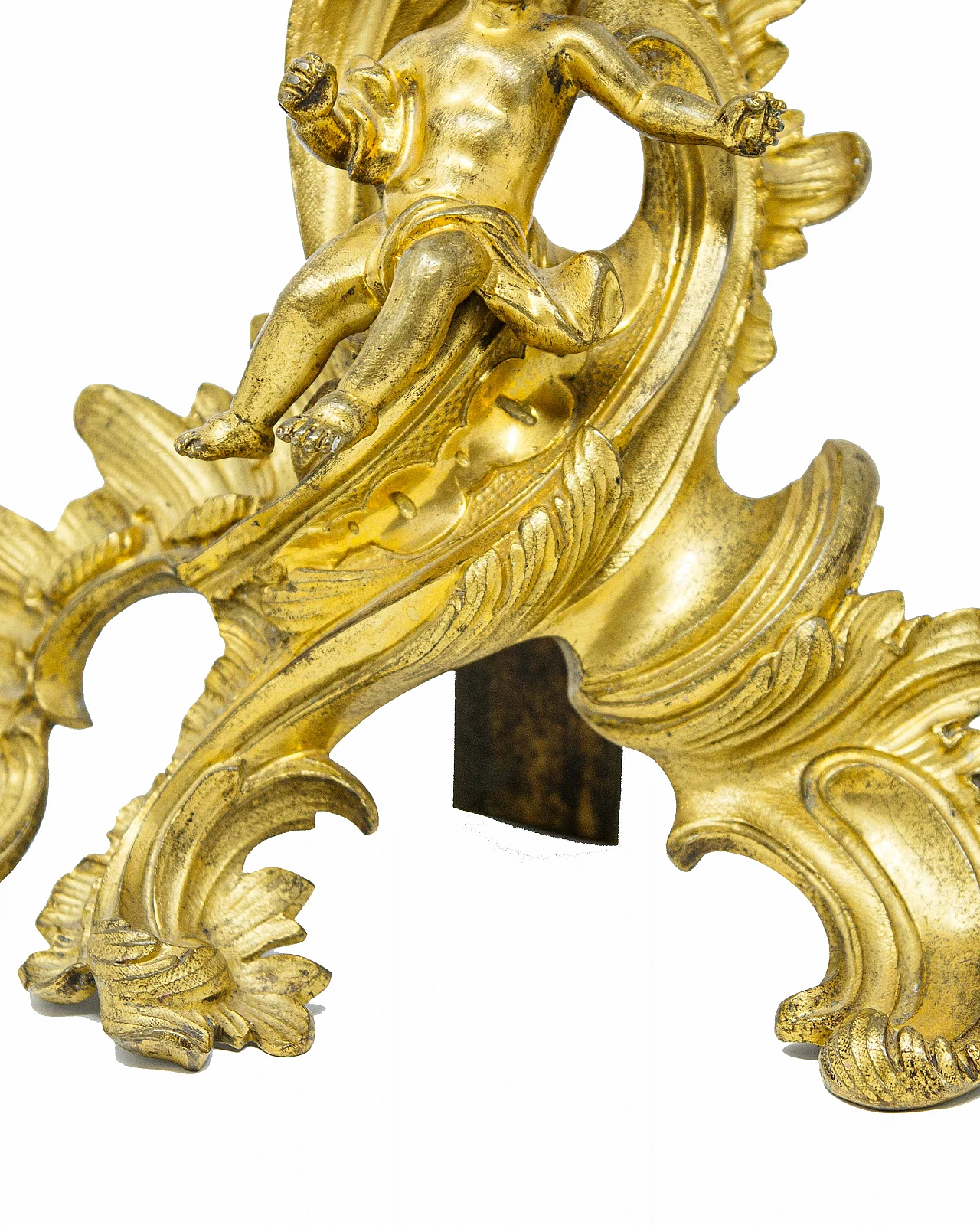 Pair of gilded bronze andirons, 19th century 4