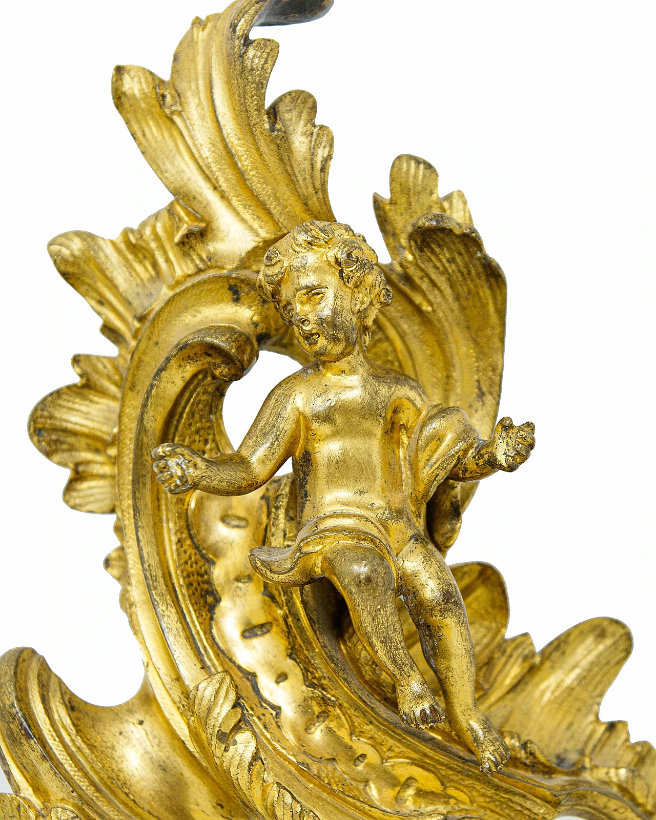 Pair of gilded bronze andirons, 19th century 6