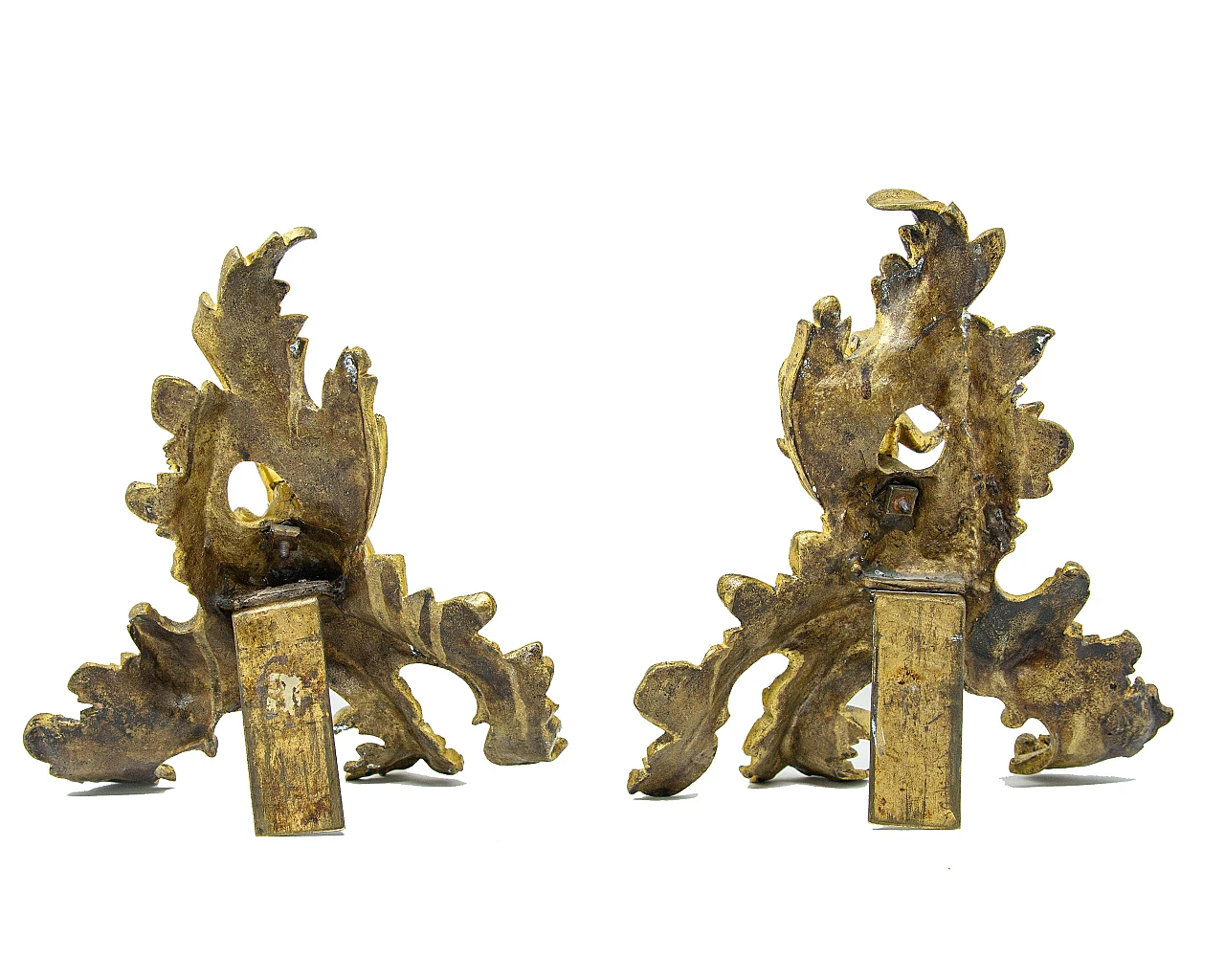 Pair of gilded bronze andirons, 19th century 9