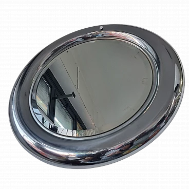 Polished chrome and smoked round mirror by Goffredo Reggiani, 1960s