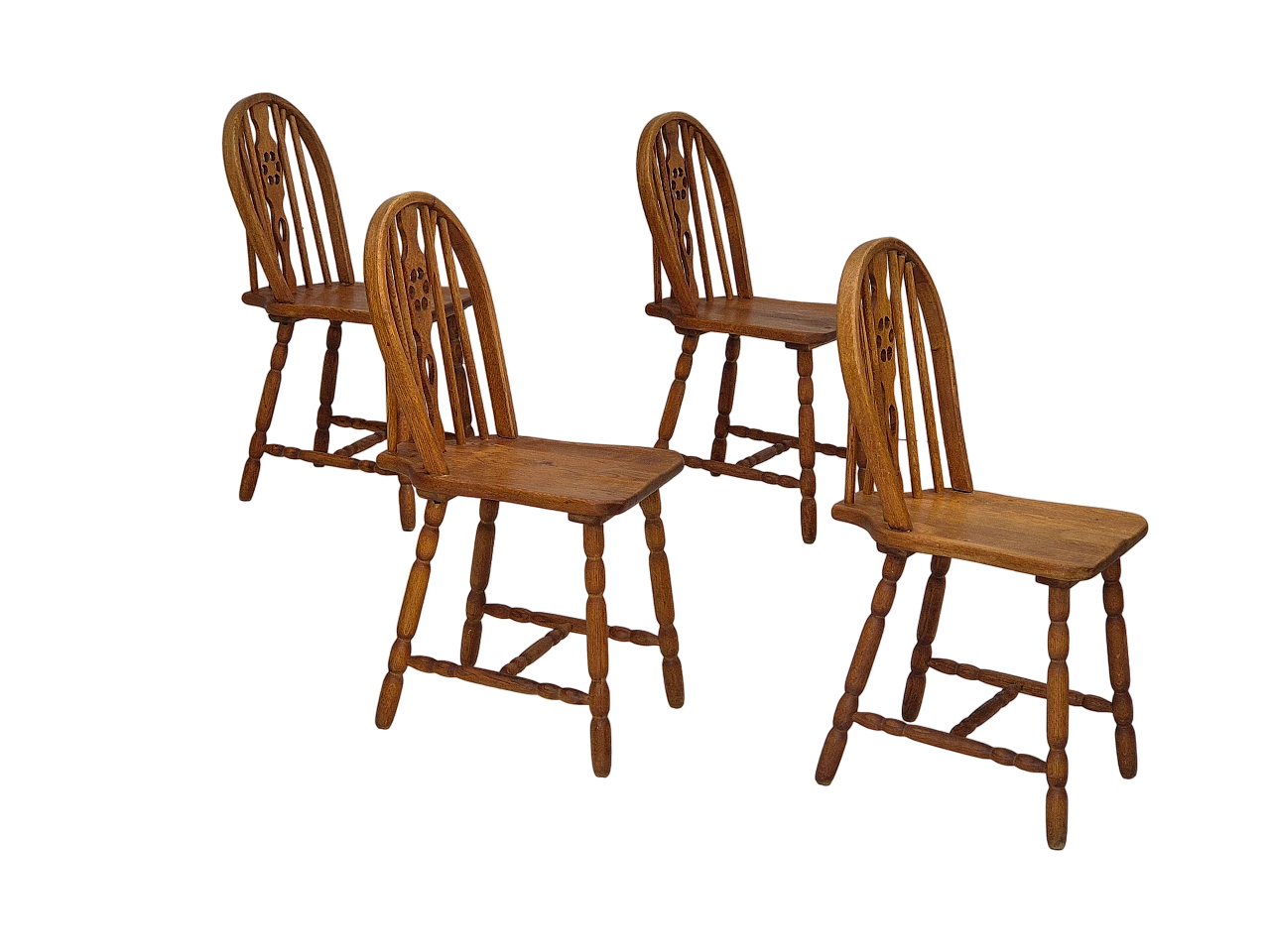 4 Scandinavian dining chairs in solid oak wood, 1960s 19