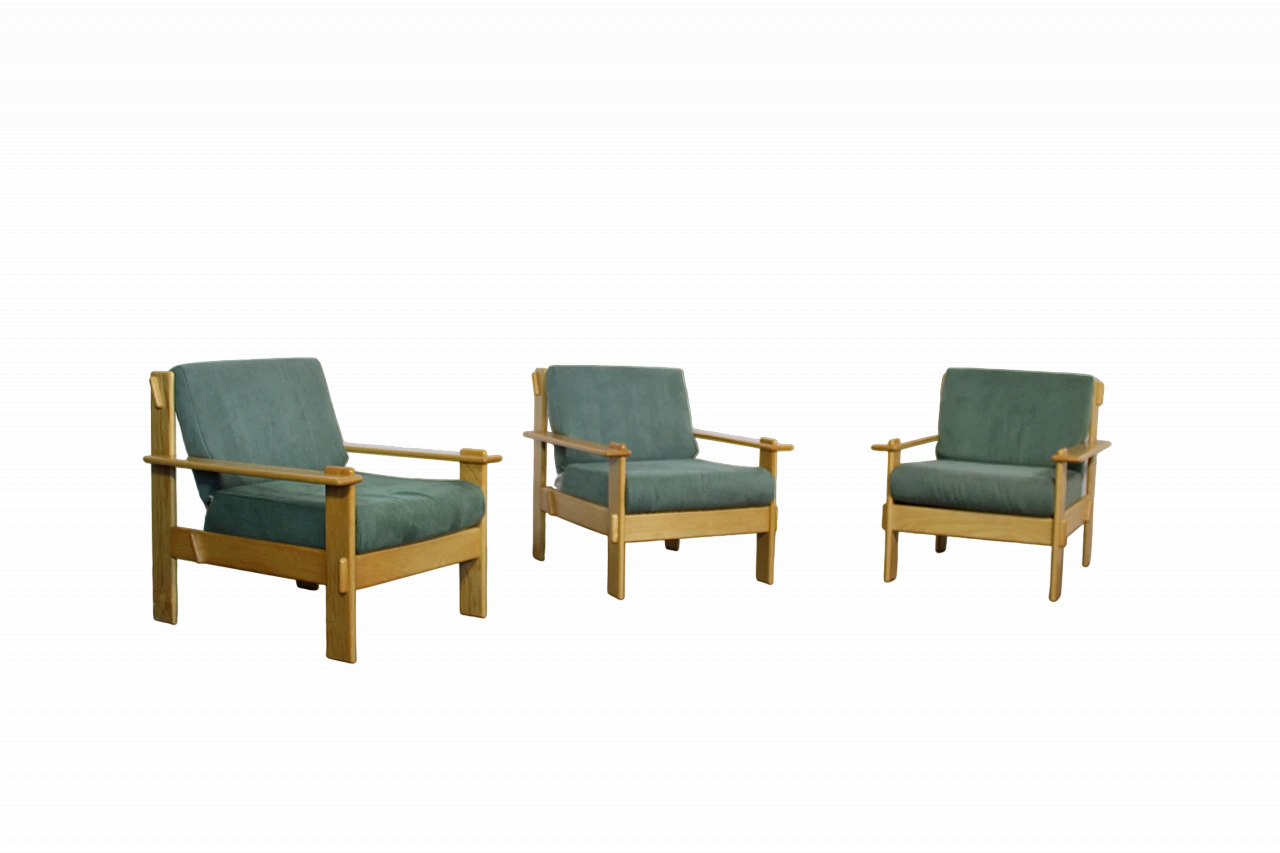 3 Ash armchairs in the Afra and Tobia Scarpa style, 1970s 5