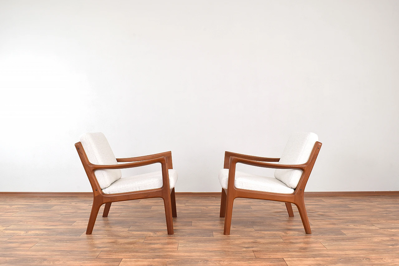 Pair of teak Senator armchairs by Ole Wanscher for Cado, 1960s 2