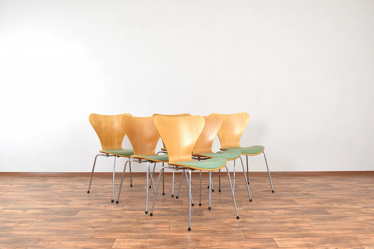 6 Sedie 3107 di Arne Jacobsen per Fritz Hansen, 1987 1