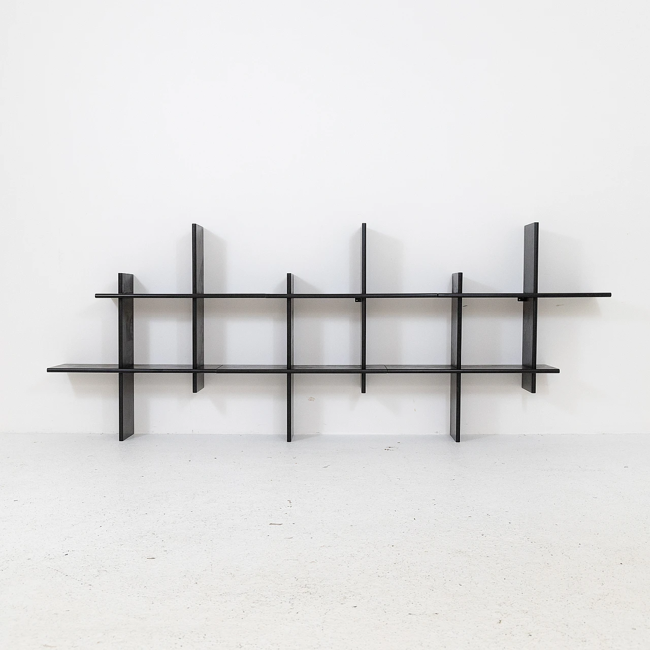 Black lacquered beech modular hanging bookcase, 1980s 3