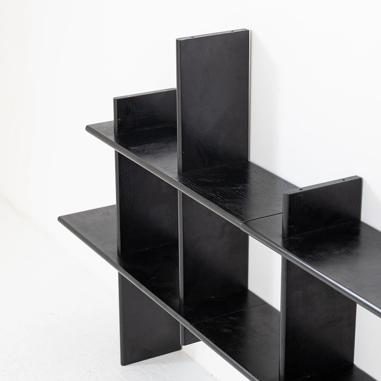 Black lacquered beech modular hanging bookcase, 1980s 5