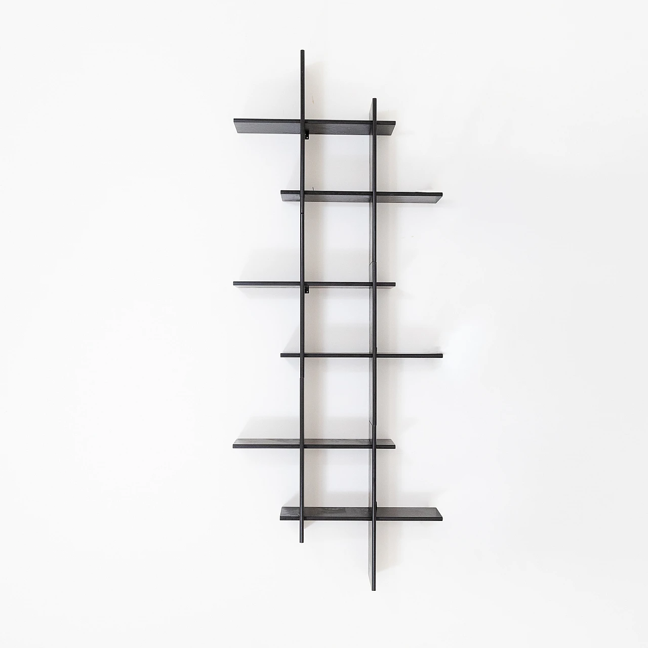 Black lacquered beech modular hanging bookcase, 1980s 7