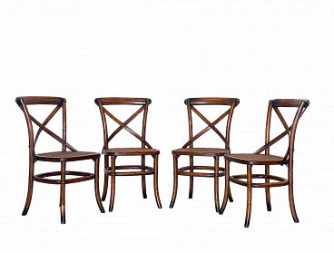 4 Beech and Vienna straw chairs, 1960s