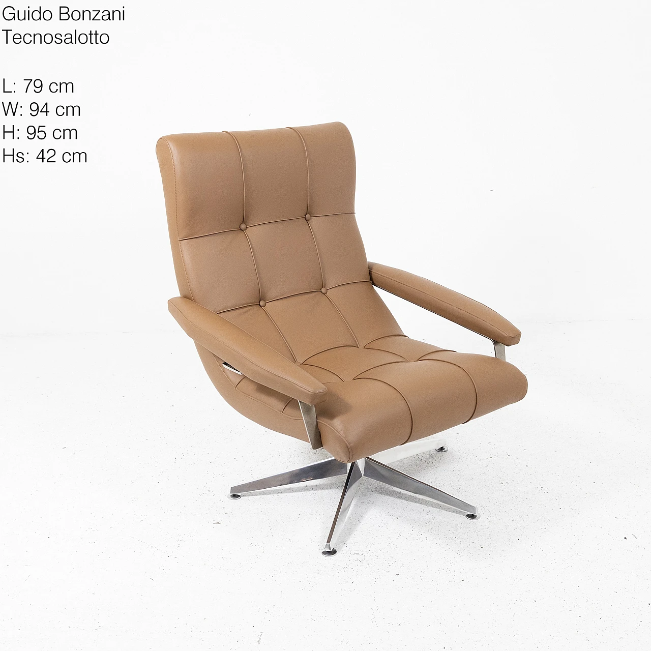 Swivel armchair by Guido Bonzani for Tecnosalotto, 1970s 9