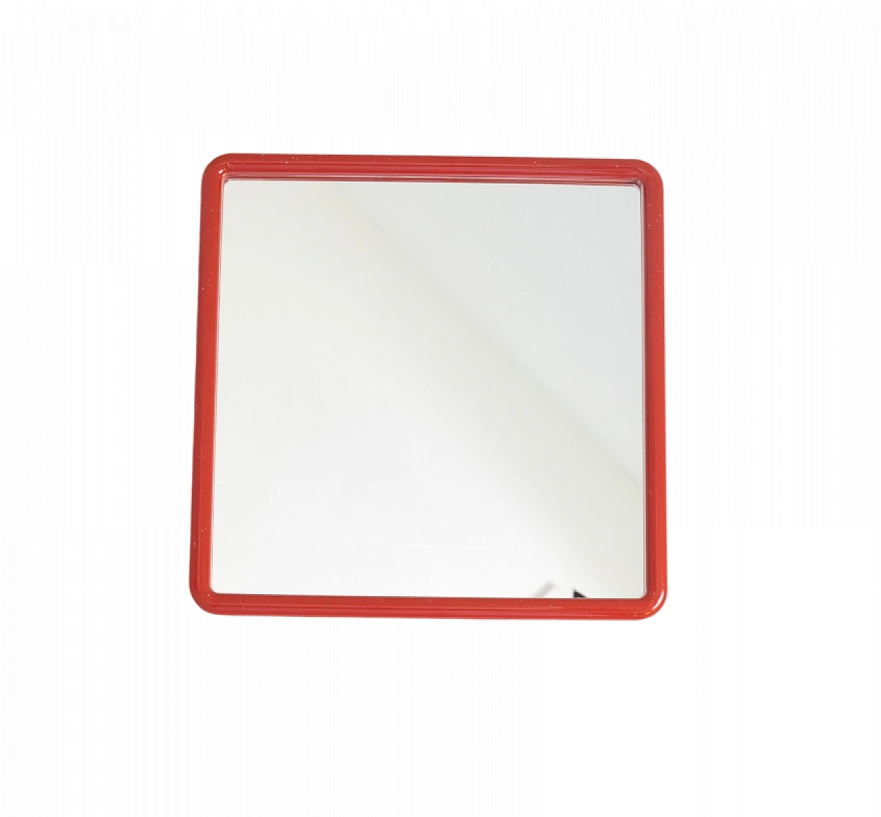 Square red plastic wall mirror, 1980s 10