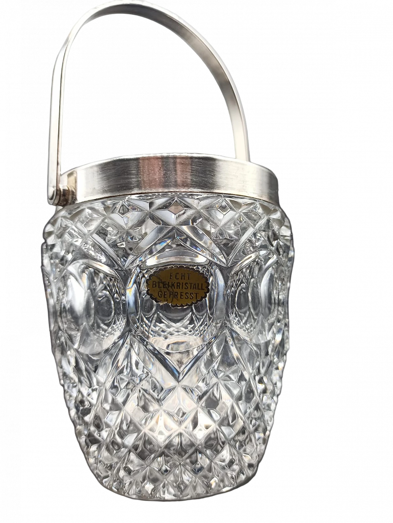 Ice bucket in crystal and silver, 1960s 6