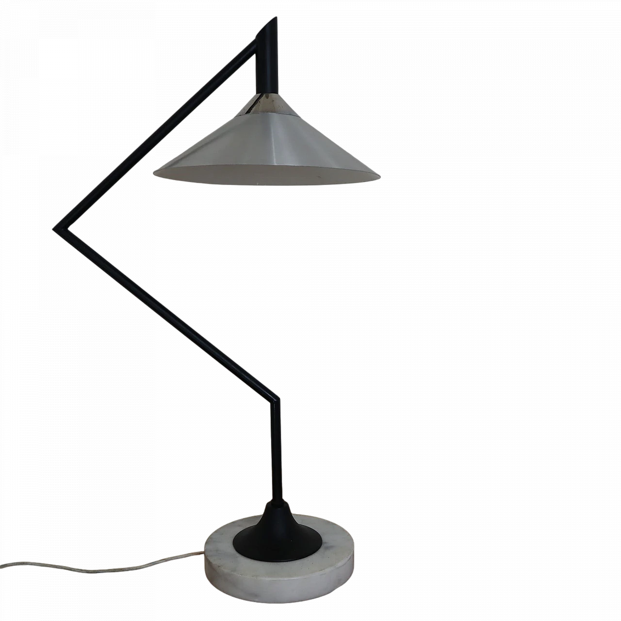 Lampada in acciaio con base in marmo in stile Sarfatti, anni '70 6