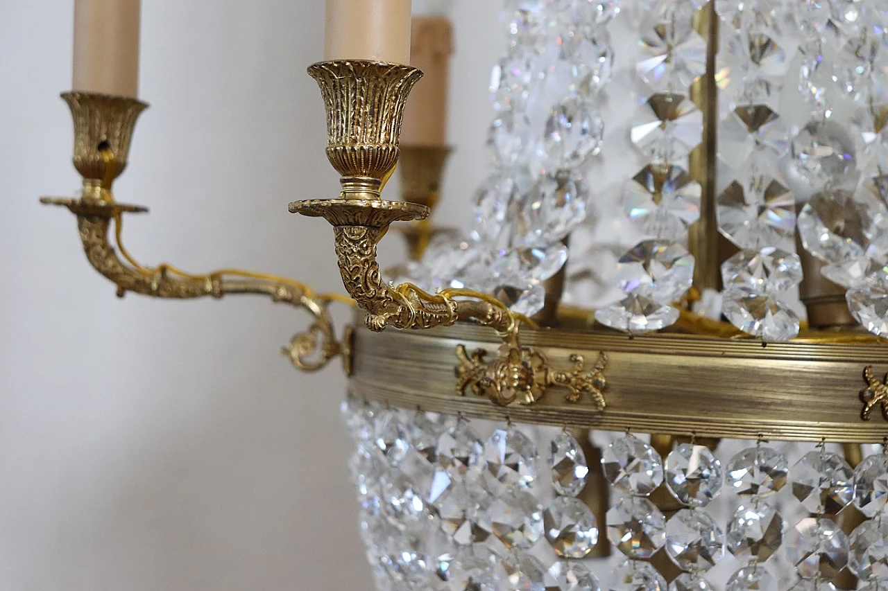 Empire style gilded bronze and crystal chandelier, late 19th century 5