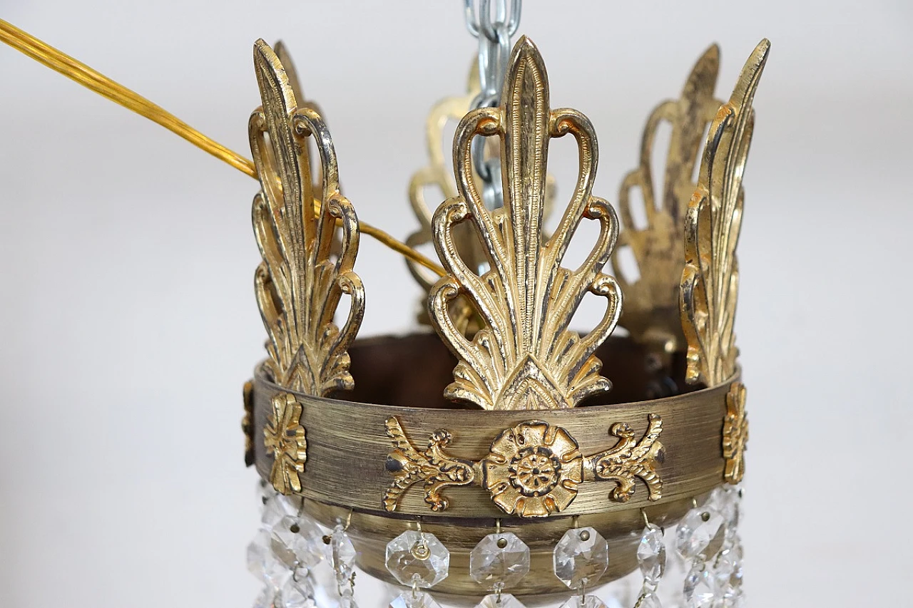 Empire style gilded bronze and crystal chandelier, late 19th century 6