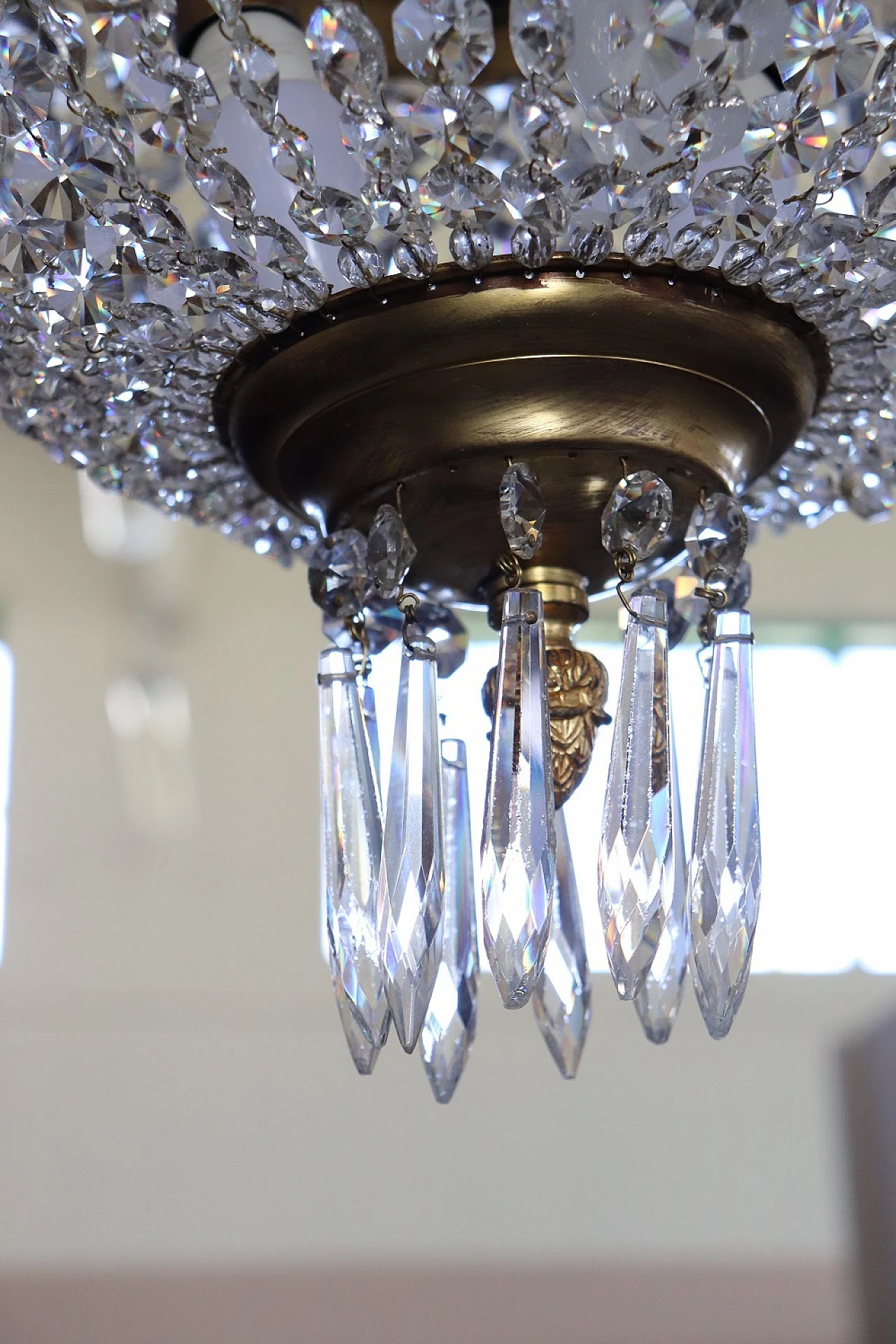 Empire style gilded bronze and crystal chandelier, late 19th century 11