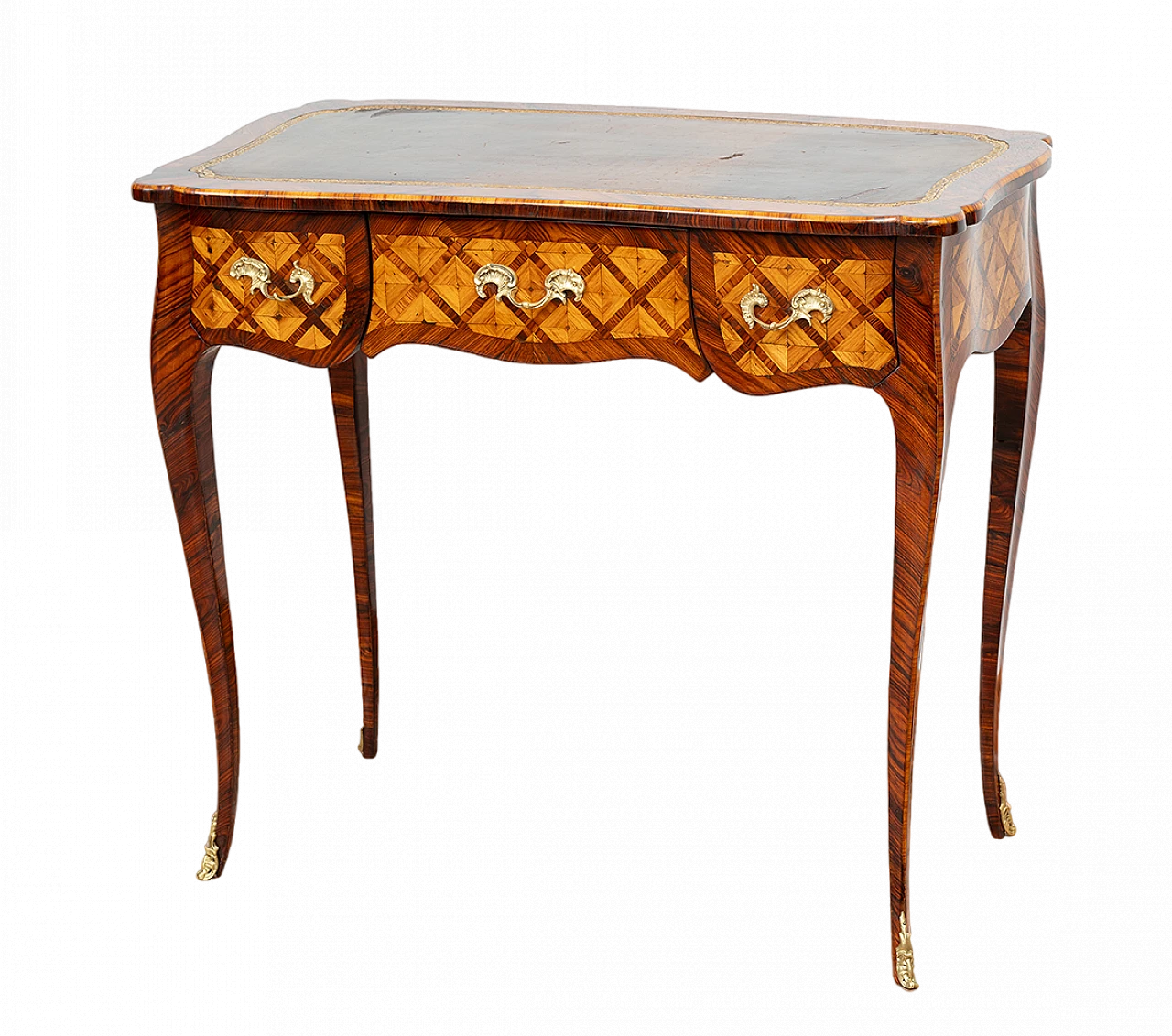 Napoleon III exotic wood writing desk with leather top, 19th century 6