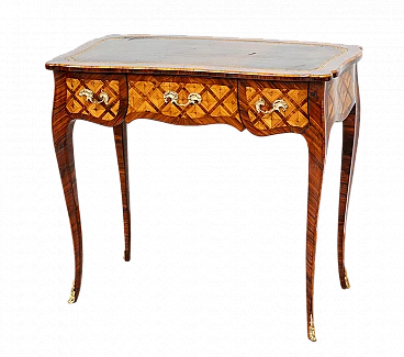 Napoleon III exotic wood writing desk with leather top, 19th century