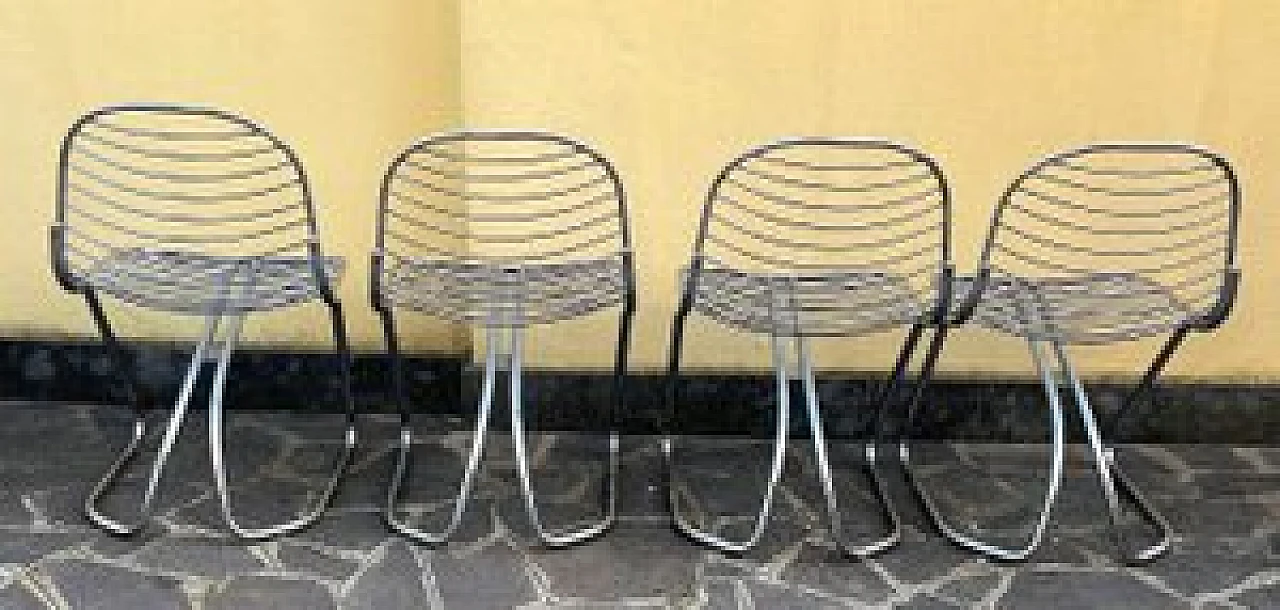 4 Chromed steel wire chairs by Gastone Rinaldi for Riva, 1960s 7