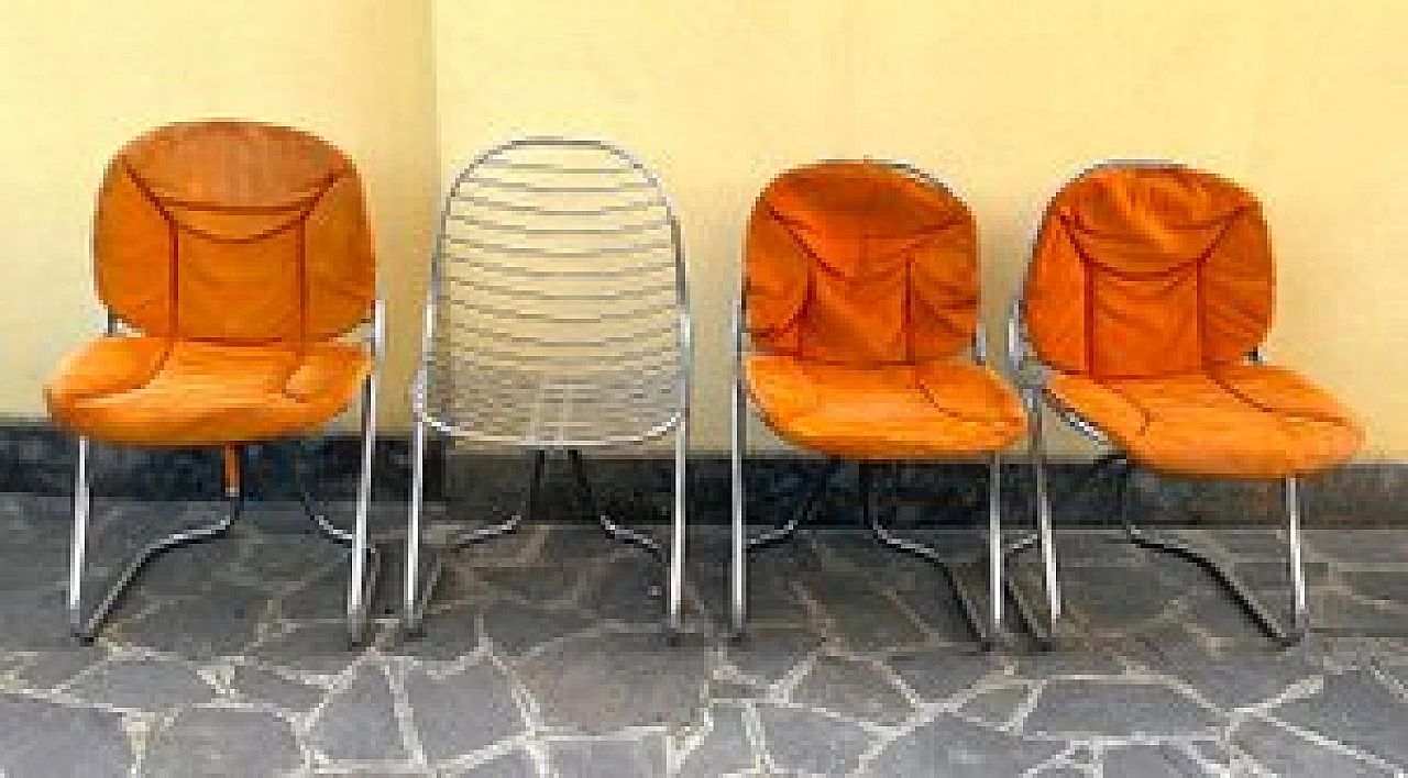 4 Chromed steel wire chairs by Gastone Rinaldi for Riva, 1960s 9