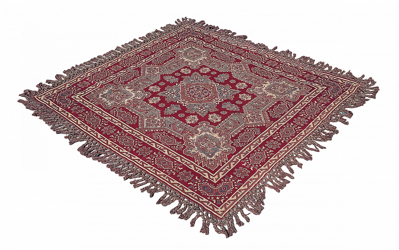 Cotton rug table cover with geometric motifs, early 20th century 2