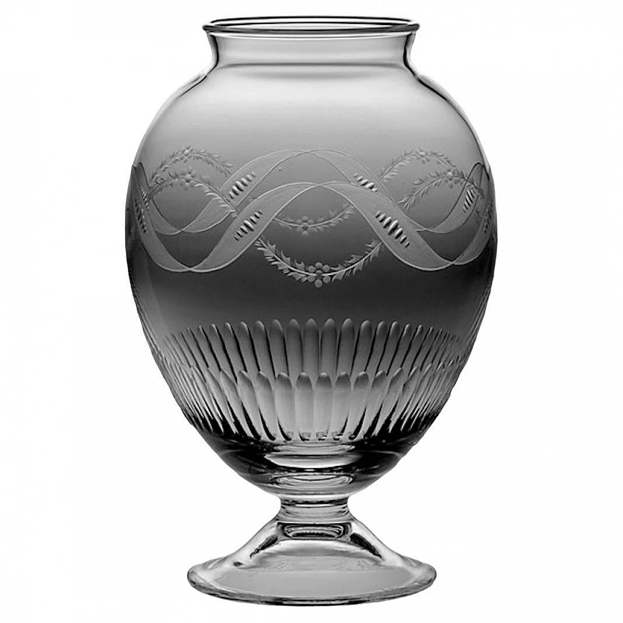 Crystal vase with engravings in neoclassical style, 1990s 1