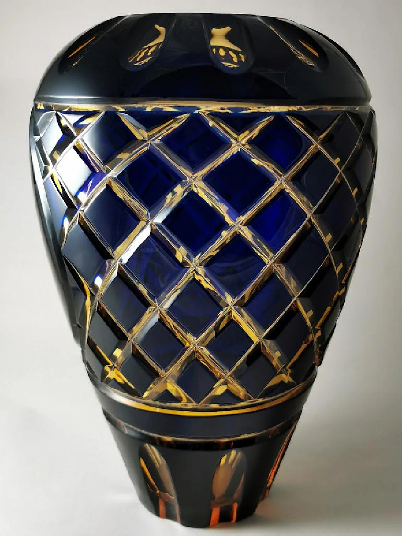 Two-tone crystal vase cut and ground by hand, 1984 9