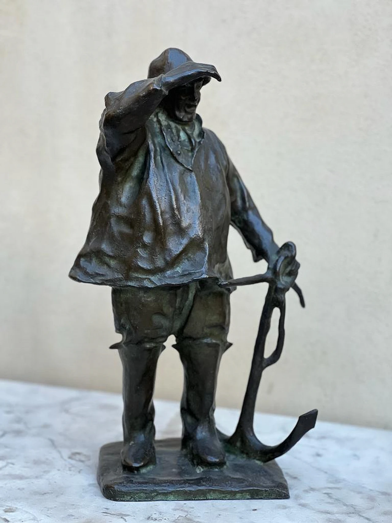 Sailor with anchor, bronze sculpture, 1940s 7