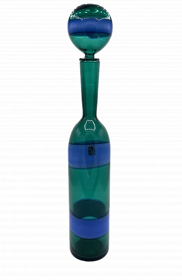 Banded Murano glass bottle by Fulvio Bianconi, 1970s