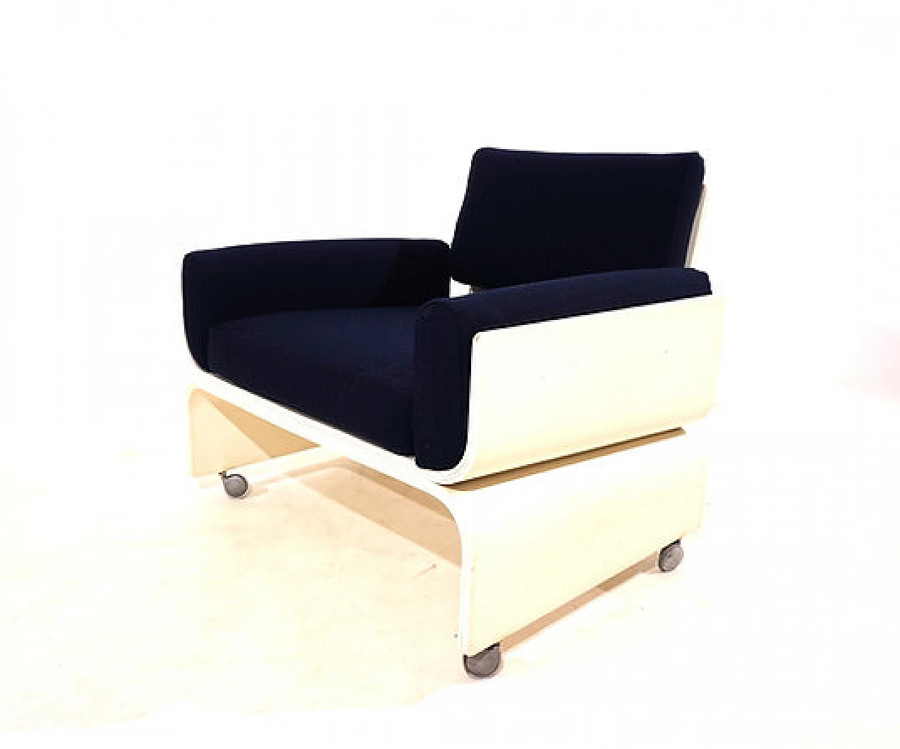 Wood, plastic and fabric Olympic Airways armchair, 1960s 1