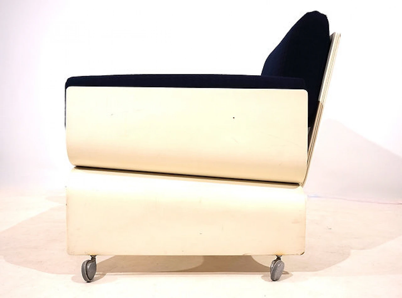 Wood, plastic and fabric Olympic Airways armchair, 1960s 5