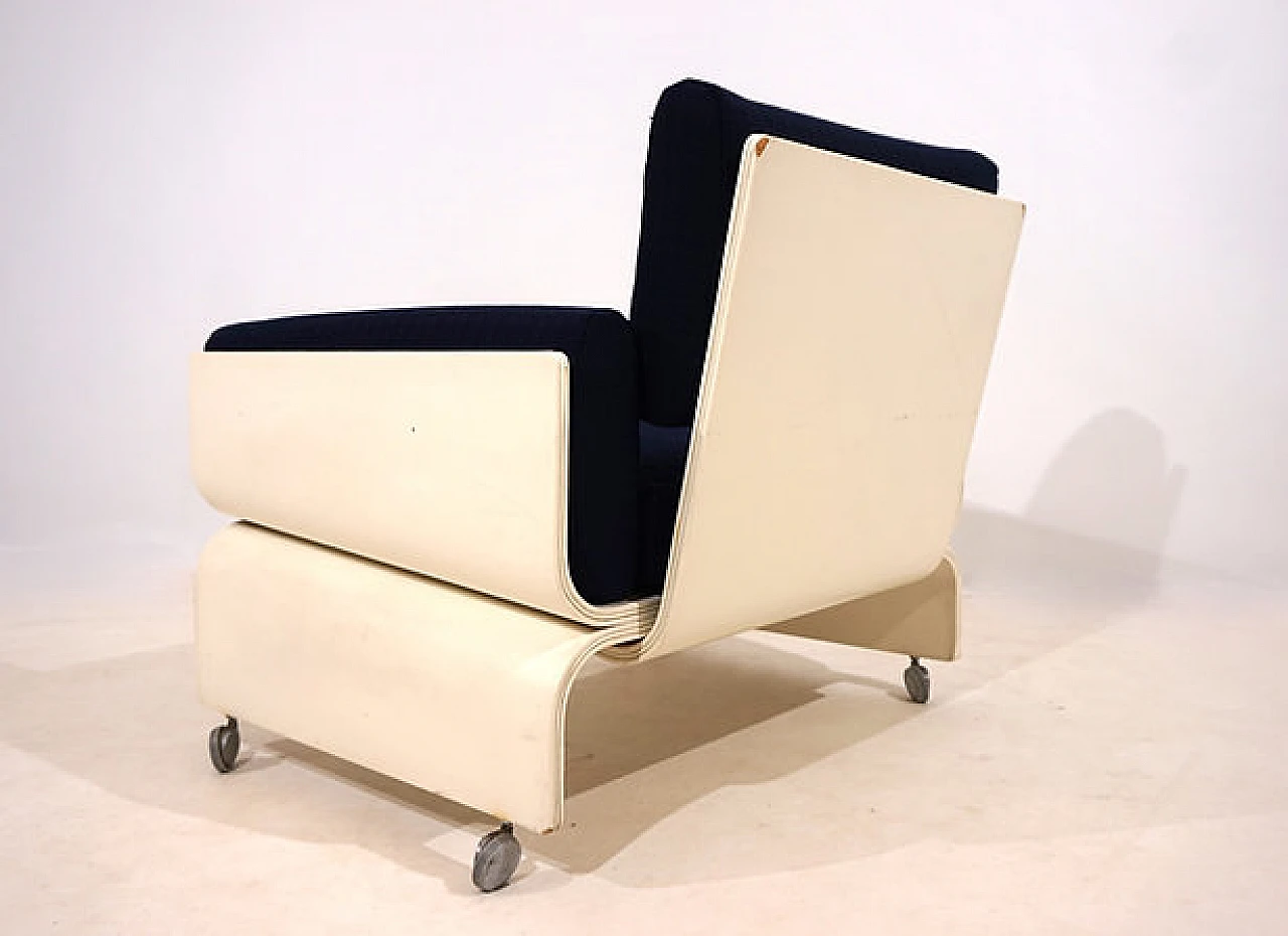 Wood, plastic and fabric Olympic Airways armchair, 1960s 10