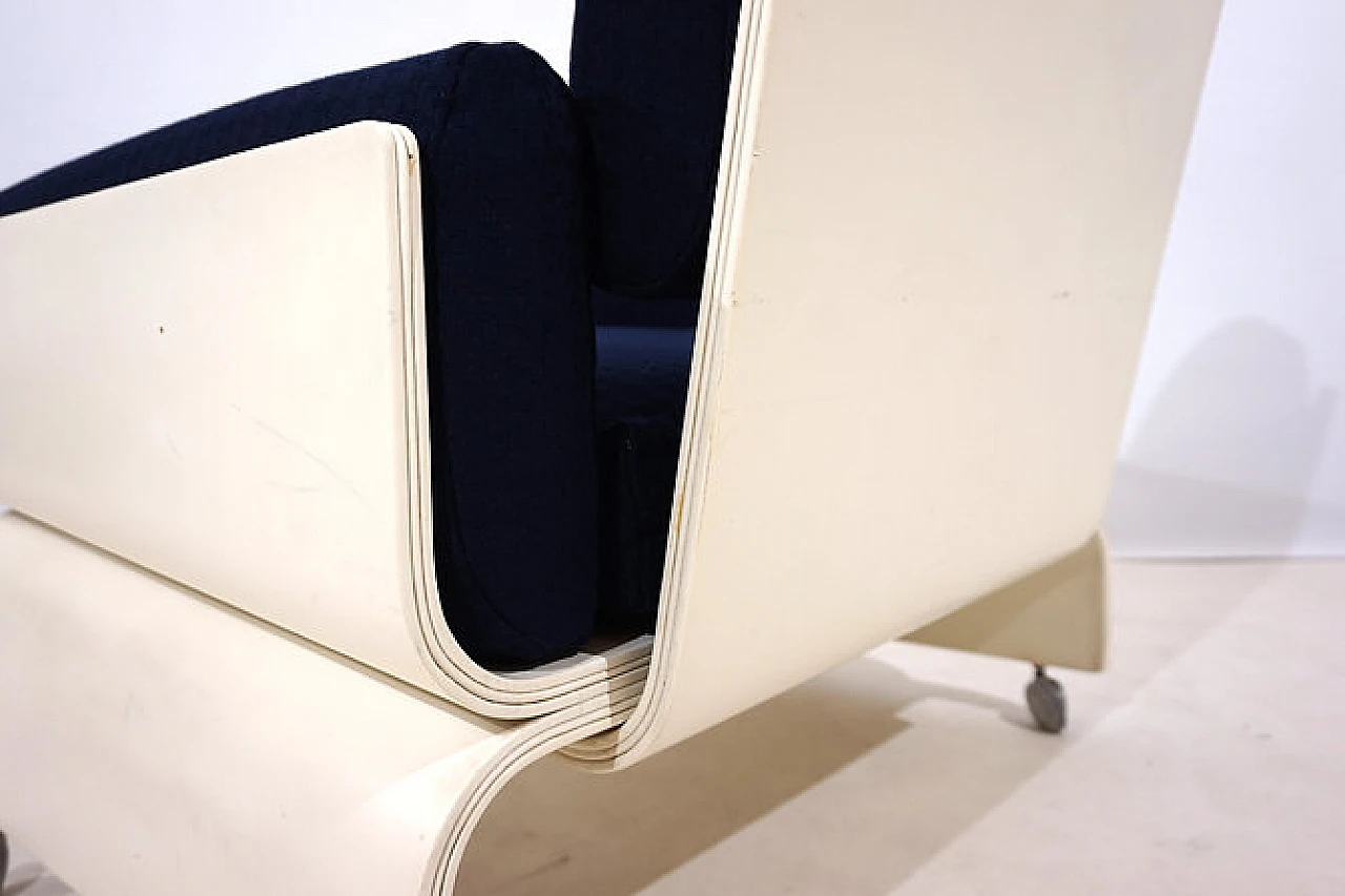 Wood, plastic and fabric Olympic Airways armchair, 1960s 12