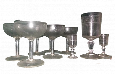 9 Crystal dessert glasses, 1940s