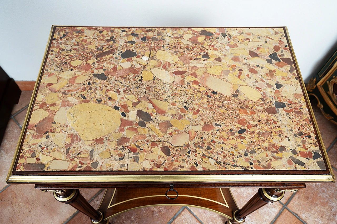 Mahogany coffee table with breccia top & bronze details, 19th century 2