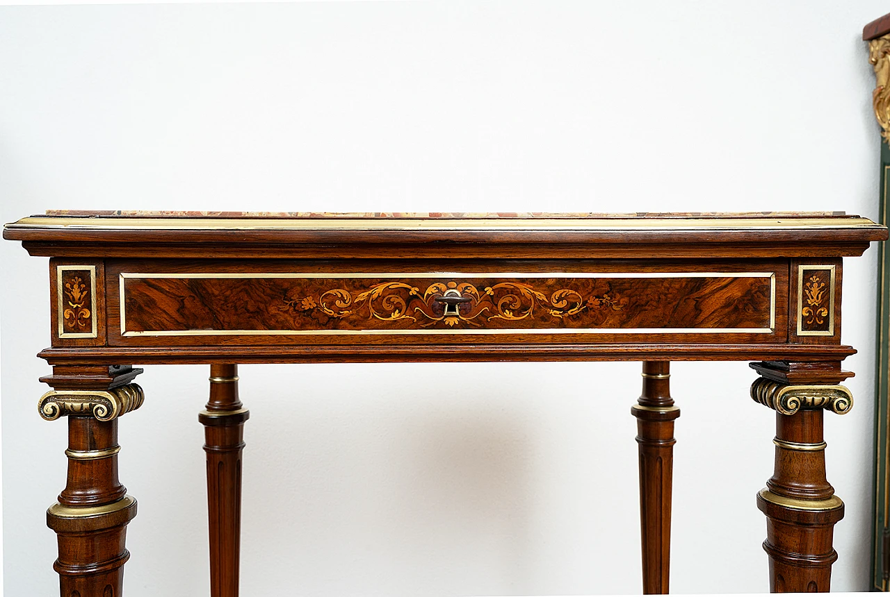 Mahogany coffee table with breccia top & bronze details, 19th century 3